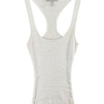 Bebe Y2K Tank Top M Light Gray Shimmer Ribbed Knit Stretch Scoop Racerback Glam Photo 0