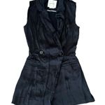 Anthropologie Women’s Blazer Black Satin Sleeveless Shorts Romper Size 2 Photo 14