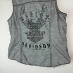Harley Davidson  Y2K Button Down Shirt Vest Sz XL Grey Graphic Back Photo 11