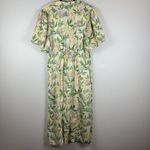 MELLODAY  Floral Midi Dress XL Green Puff Sleeve Button Cottage‎ Prairie Fairy Photo 1