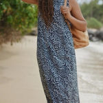 Rip Skirt Hawaii Sundress Long, Size XL, Night Blooms NEW Tropical Vacation Blue Photo 0