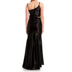 Jump One-Shoulder Side-Cut-Out Slit Hem Satin Ball Gown Black Photo 2