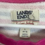 Lands End Serious Sweats Crewneck Sweatshirt Tunic Size L Magenta Stripe Anchor Size L Photo 1