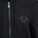 True Religion  Alumni Black Full Zip Hoodie Women’s Size Medium Photo 3