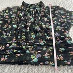ZARA  Black Floral Sheer Blouse Metallic Cropped Size M Photo 8