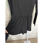 Ribbed Knit Romper Long Sleeve Square Neck Casual Comfy Black Size M Photo 3