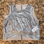 Saylor  Remie Platinum Sequin‎ Back Zipper Cropped Top sz L NWT Photo 0