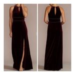Oleg Cassini  Elegant Burgundy Velvet Evening Gown Size 6 Photo 1