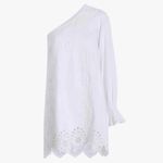 Hill House Mila One Shoulder Mini Dress White Linen Size Medium Photo 1