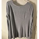 Free People We The Free Gray Waffle Knit Thermal Raw Hem S Oversized Twilight Photo 6