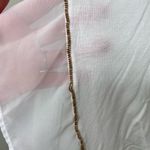 Jennifer Lopez NWOT women’s white gold beaded trim sheer loose relaxed blouse M Photo 2