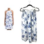 Bella Umbra Italy Linen White Blue Floral Resort Sleeveless Flowy Dress Medium Photo 1