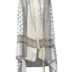 Vintage Sheer Blue Polka Dot Scarf Black Lace Border 70x42 Oversized Wrap Photo 3