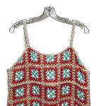 AQUA Crochet Mini Dress Multicolor Women Size Medium Granny Square Sleeveless Photo 4