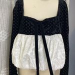 For Love & Lemons NWT XL Black Velvet White Eyelet Peplum Top Romantic Coquette Photo 0