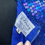Vintage 80’s Stenay Blue Silk Beaded Sequin Floral Top Photo 6