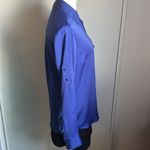 EXPRESS Women’s Portofino Slim Fit Long Sleeve Button Up Notch Neck Satin Blouse Photo 2