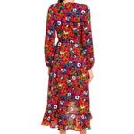 Anna Kay Floral Long Sleeve Ruffle Hem Maxi Wrap Dress Red Size 2 Photo 1