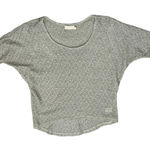 Revolve Nation LTD  Gray Gold Sparkle Open Knit Half Dolman Sleeve Sweater size S Photo 0