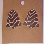 Festive Brown Christmas Tree Boho Earrings Photo 1
