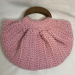 Crocheted Purse Cottage Coquette Pink Barbie Bella Handmade Cloth Floral Liner Photo 0