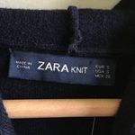 ZARA  BEJEWELLED DRAWSTRING‎ SWEATER TOP HOODED with rhinestones Navy Blue SIZE S Photo 4