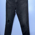 AG Adriano Goldschmied Adriano Goldschmied Raw Hem Stilt Crop Black Wash Cigarette Crop Jeans Size 25 Photo 0