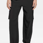 JoyLab Black Women's Cinch Hem Woven Cargo Pants High Rise Casual Fit Small Photo 0