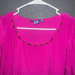 CeCe Hot Pink Embellished Neckline 3/4 Sleeve Top - Size Medium Photo 2