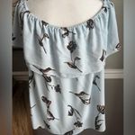 C & E Blue Women’s Floral Off the shoulder Shirt top loose flowy summer Large Photo 0