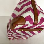 Dooney & Bourke Fuchsia & White Chevron Zip Zip Satchel with Crossbody Strap Photo 6