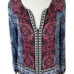 Lucky Brand  Multicolored V-Neck Bohemian Top Size M Photo 0