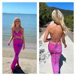 I am gia I.AM.GIA Karlie Cutout Bodycon Maxi Dress Pink Purple Cloud Print Size Small Photo 2