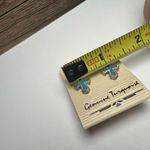 Genuine Turquoise Blue Cross Silver Tone Pierced Stud Earrings NWT Made In USA Photo 5