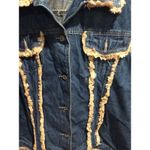 Ashley Stewart Plus size 18W Women's Blue Cotton Tan Fringe Denim Jacket Photo 3
