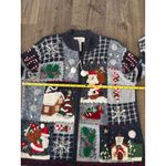 Vintage Casual Corner y2k Women's Ugly Christmas Sweater Cardigan Sz M Blue Size M Photo 3