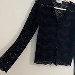 Hanky Panky Black Lace Button Front Cardigan Scalloped Hem Photo 2