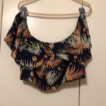 SheIn VCAY Plus Tropical Print Off Shoulder Overlay Crop Top & Shorts 0XL Photo 4