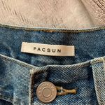 PacSun ‎ Women's Distressed High Rise Button Fly Denim Boy Shorts Blue - Size 25 Photo 3