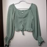 She & Sky Sage Green Ruched Blouse Photo 0