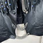 Vintage Harley Davidson Black Leather Fringe Vest Size L Biker Chic Edgy Jacket Size L Photo 3
