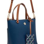 Anne Klein | Navy/Brown Alex Varsity Satchel w/ID holder Photo 0