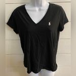 Ralph Lauren Polo  Women’s Sz M Polo Black Jersey V Neck‎ Tee Photo 4
