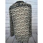 Roar Blouse Large Shirt sexy sheer Animal Print Long sleeve Tunic Beaded Western Tan Photo 2