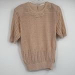 VTG SS Knit Sweater Crochet Detail Blush Pink Feminine Size M Photo 0