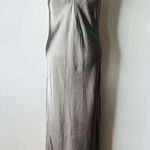 ZARA Green Gray Satin Maxi Slip Dress Photo 8