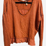 Pilcro  Anthropologie VNeck Long Sleeve Blouse Burnt Orange Light Weight Size S Photo 0