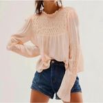 Free People Ruffle Blouse Pink Feminine XS Flowy Romantic Photo 2