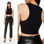 Babaton Aritzia  Sculpt Knit Racerback Cropped Tank Top in Black S Photo 2
