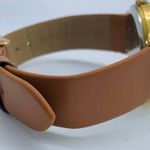 Treavor ladies 32mm Quartz analog watch gold tone Japan brown leather band runs Photo 4